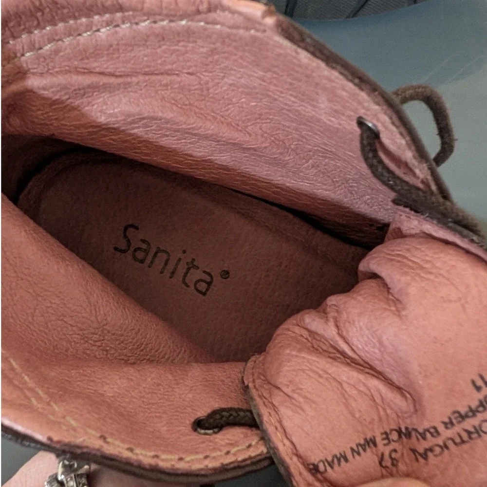 Sanita‎ Brown Leather Lace Up Ankle Boots Portugal Chuka Boot 37